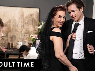 ADULT TIME - Horny Tattooed GILF Ruby Lynne CAUGHT Fucking Big Dick Stud During Her Hubby's Funeral!