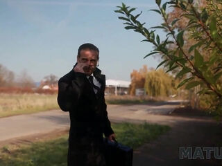 Sexy blonde MILF with huge milkers seduces a younger guy to ride his cock and satisfy her cravings