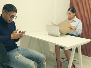 Hot boss lady getting pounded on the guy's dick so hard for his first task