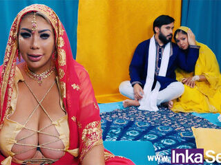 Chudai - Busty Indian stepmom fucks her stepdaughter&#039;s boyfriend and leaves her pussy full of milk.