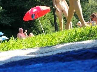 Russian mature nudists expose their private parts