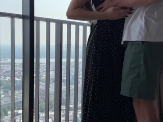 Stacked babe loves passionate morning sex on the balcony