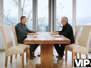 Couple invites a mature friend to their party