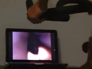 Milf rides black dildo during sexercise session - Solo