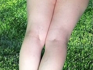 Pretty Country Wife Femboy Mature Orange Dressed Big Booty Masturbating With Smooth Thighs