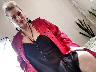 An adult Girl and a Dick .!. Mature bitch in a red negligee sucks cock...