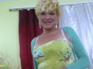 "OldNannY Blonde Mature Solo Titplay and Fingering"