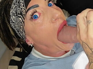 Destroying and sucking my giant dildo.