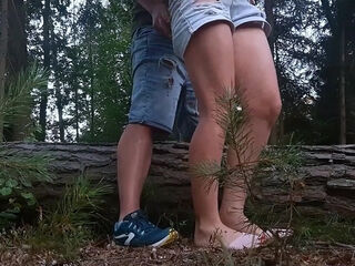 Redhead amateur fucks with her BF in the forest outdoors