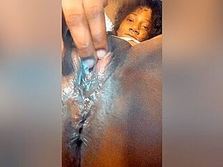 Ebony Thot Playing With Her Creamy Pussy