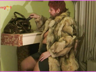 Masturbating in public in a fur coat