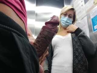 I Take My Cock Out Discreetly In The Elevator Of The Hotel, This Young Bourgeois Has Seen Everything She Is Shocked To Get In This Elevator 5 Min